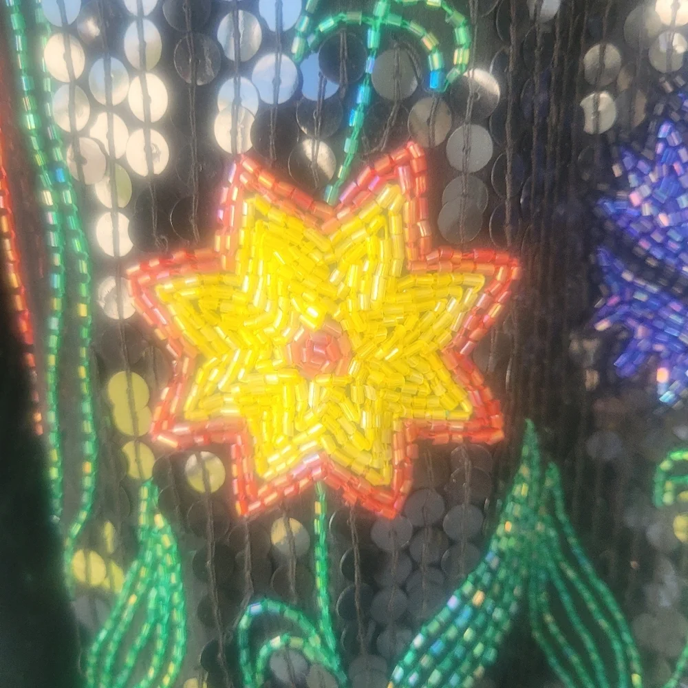 Scala Vintage Colorful Beaded  Floral Silk Statement  Jacket - Picture 4 of 10